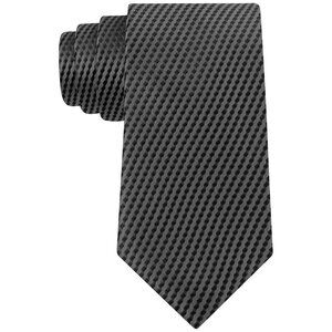 MICHAEL KORS Black Silver Gray Tonal Zig Zag Stripe Silk Classic Tie